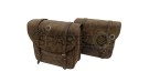 Royal Enfield Super Meteor 650 Dust Color Leather Pannier Bags and Mounting Pair - SPAREZO